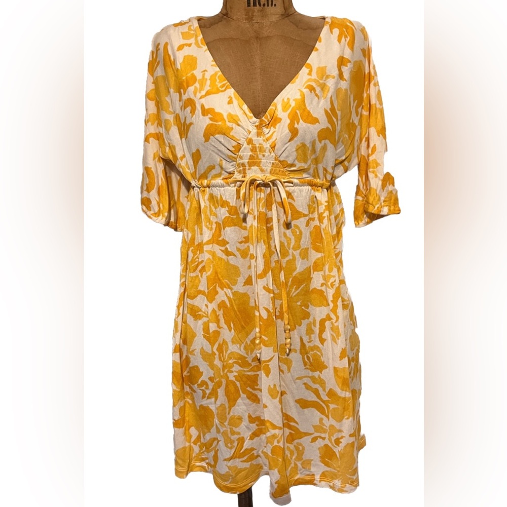 Juicy Couture Cream and Yellow Floral Dress S EUC